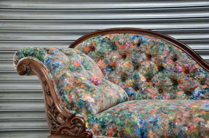 Buttoned Back Chaise - Recovered