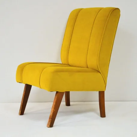 Small Chair Reupholstered in a J Brown Fabrics Yellow Velvet