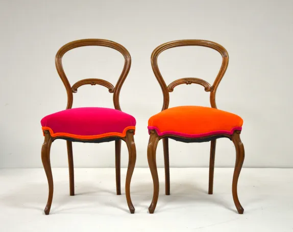 Heirloom Dining Chairs, covered in Designers Guild Velvet