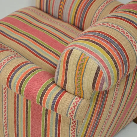 Armchair Reupholstered in a Mulberry Home Jute and Cotton Woven Fabric
