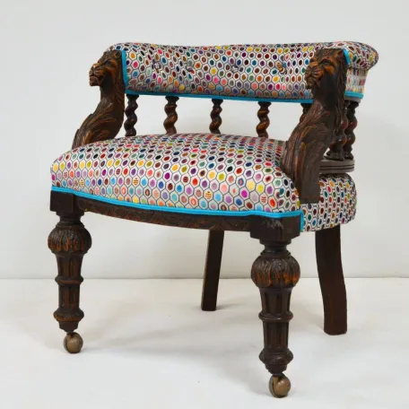 Reupholstered Wooden Captain's Chair in a Osborne & Little Cut Velvet Fabric