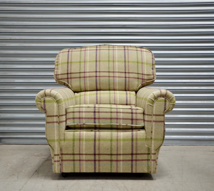 Three-Piece Suite Furniture Recovering in Multicheck, Spring Fabric