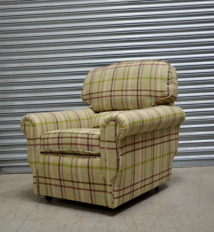 Three-Piece Suite Furniture Recovering in Multicheck, Spring Fabric