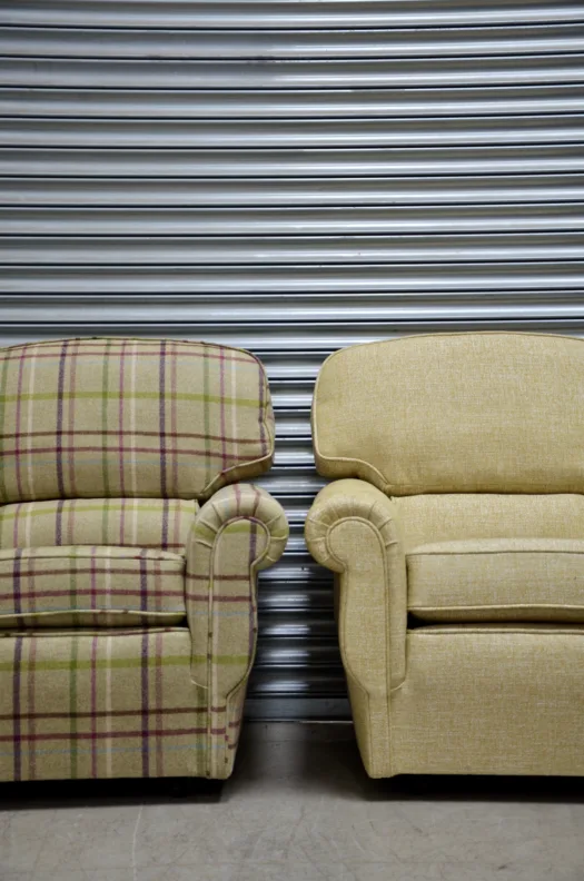 Three-Piece Suite Furniture Recovering in Multicheck, Spring Fabric