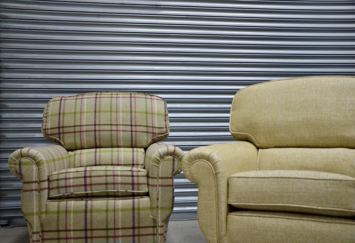 Three-Piece Suite Furniture Recovering in Multicheck, Spring Fabric