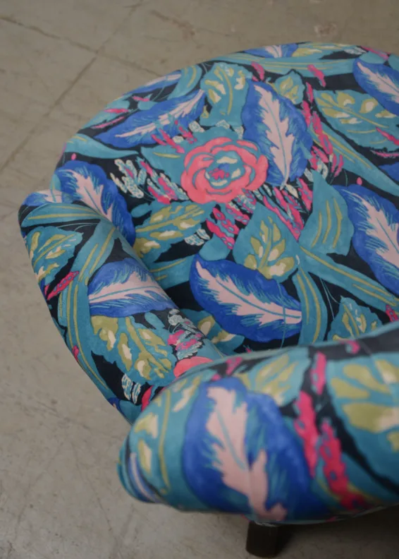 Iron Backed Chair Reupholstery in a Linwood Printed Velvet