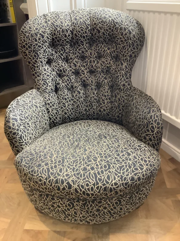Iron Backed Chair Reupholstery in a Linwood Printed Velvet