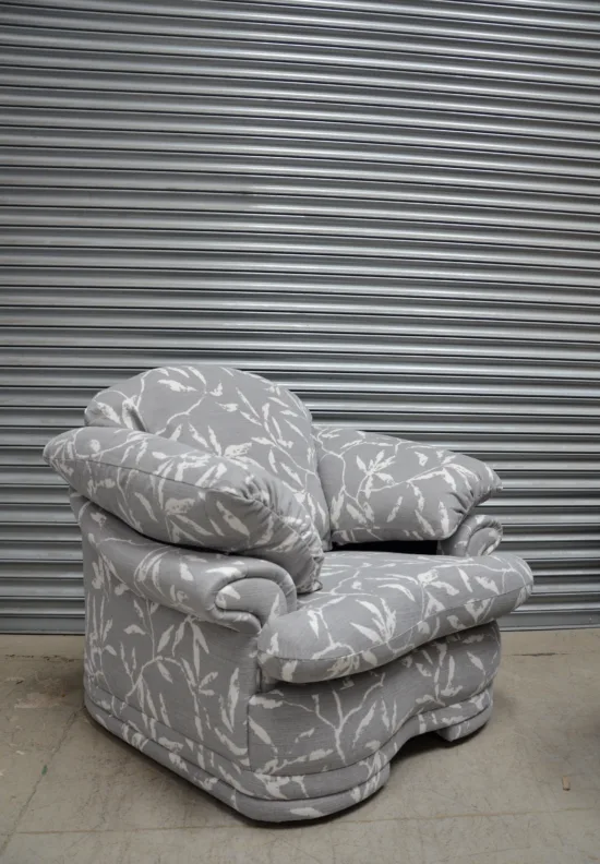 Fully Reupholstered Armchair and Three Piece Suite
