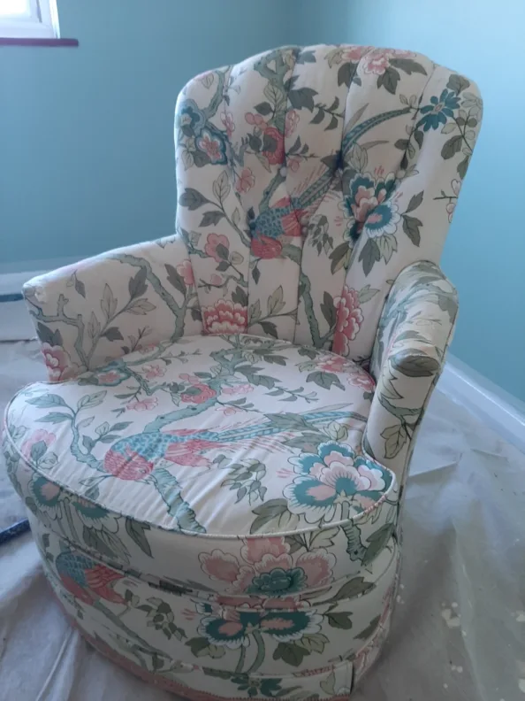 Buttoned Back Bedroom Chair Reupholstery