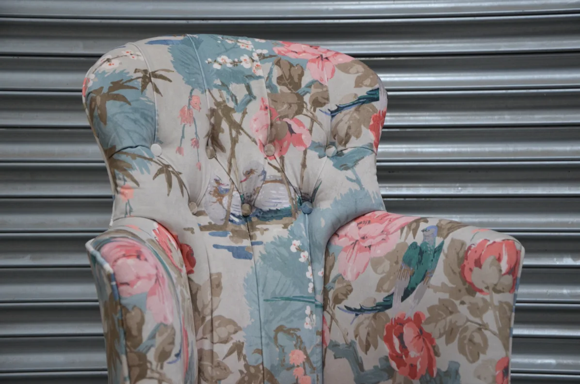 Buttoned Back Bedroom Chair Reupholstery
