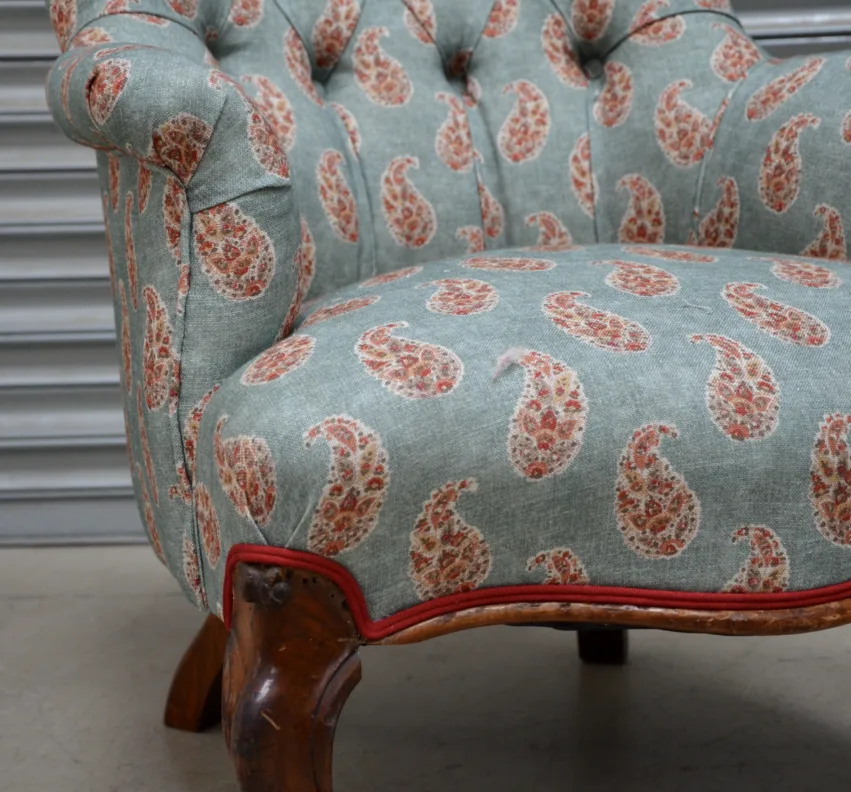 Buttoned Back Chair – Recovered in a GP&J Baker Paisley