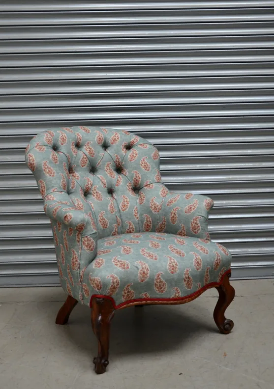 Buttoned Back Chair – Recovered in a GP&J Baker Paisley