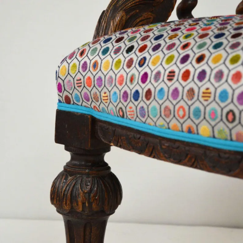 Reupholstered Wooden Captain's Chair in a Osborne & Little Cut Velvet Fabric