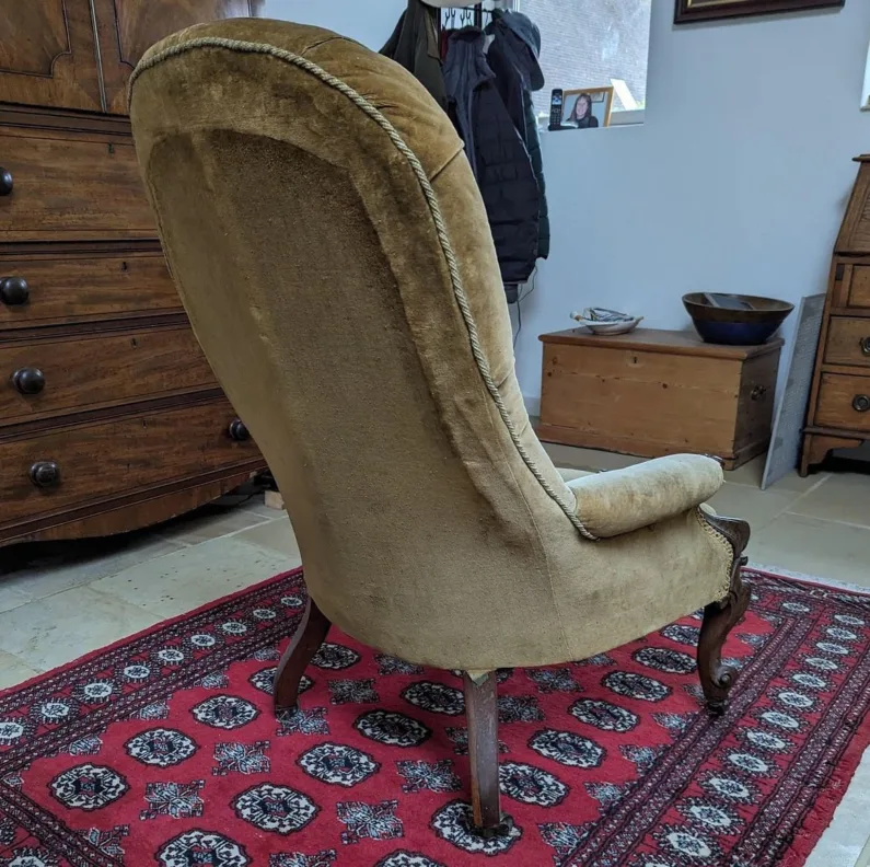 Traditional Button Back Chair Reupholstered in a J Brown Fabrics Velvet