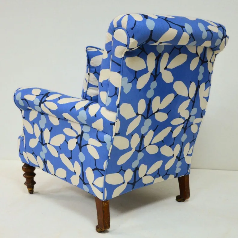 Small Armchair Reupholstered in a Bright, Bold Patterned Fabric