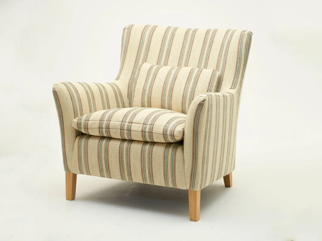 Reupholstered Striped Armchair