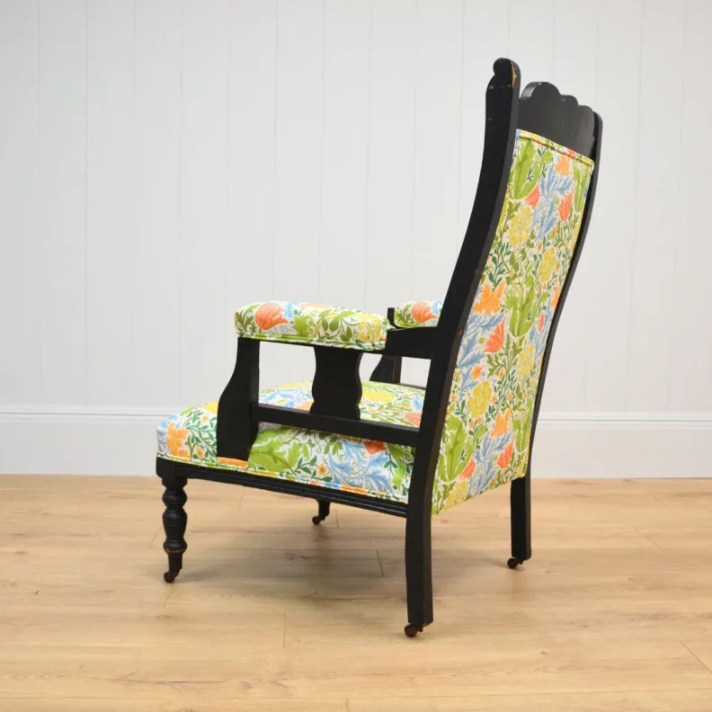 Wooden Frame Chair Recovered in a William Morris Fabric