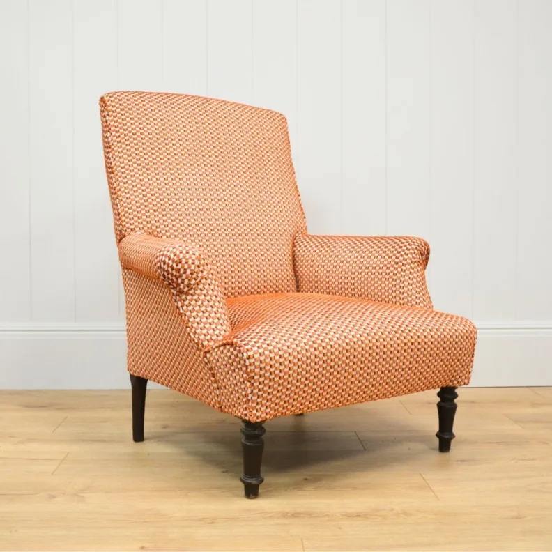 Armchair recovered in a cut velvet from Manuel Canovas
