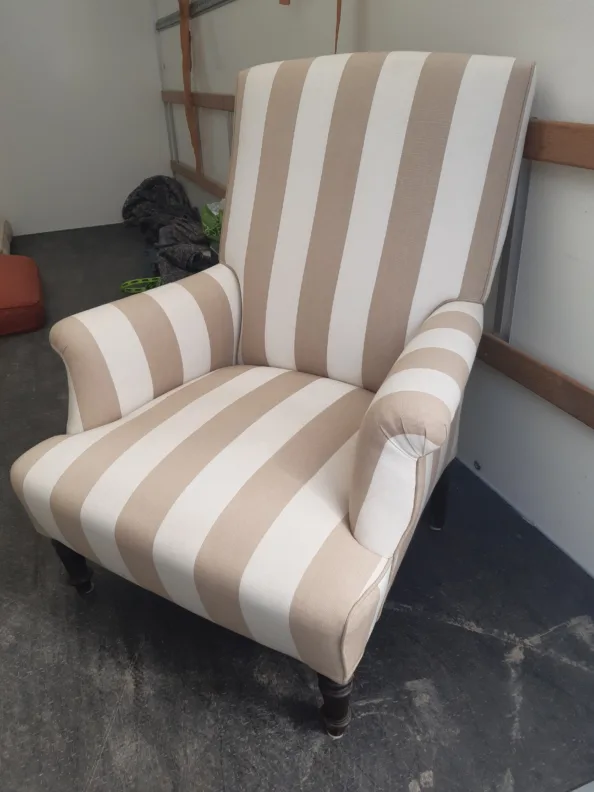 Armchair recovered in a cut velvet from Manuel Canovas