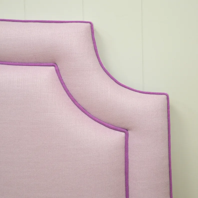 Bespoke Lilac Headboard with Contrast Piping