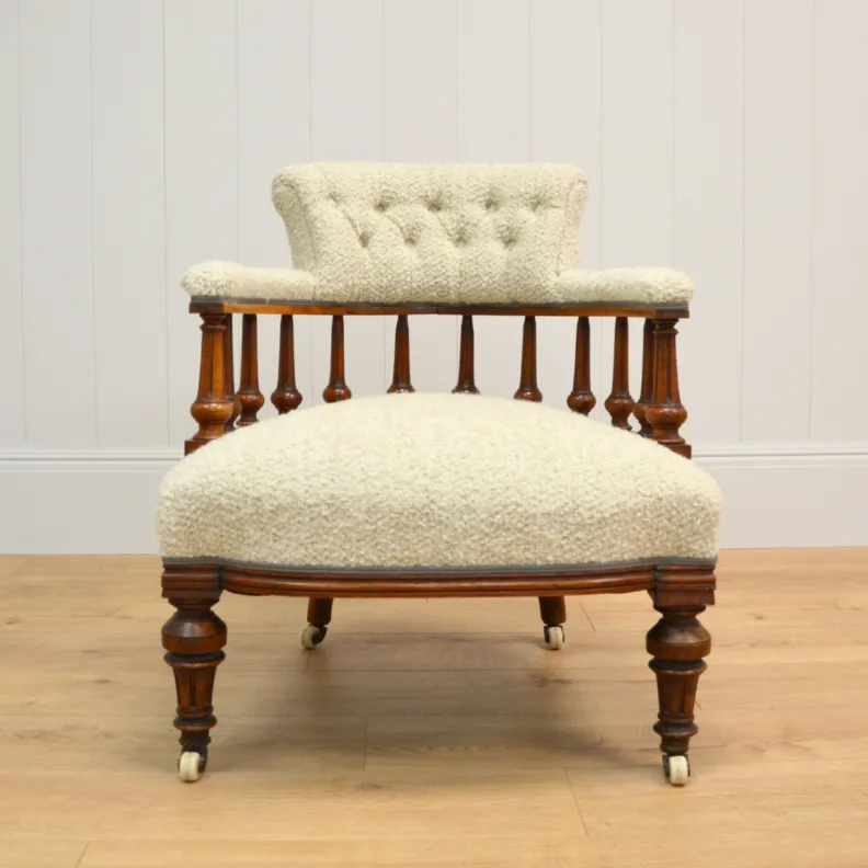 Little Antique Chair Reupholstered In a Boucle Fabric