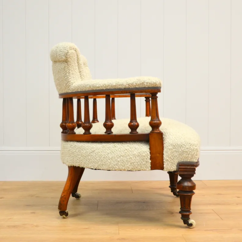 Little Antique Chair Reupholstered In a Boucle Fabric
