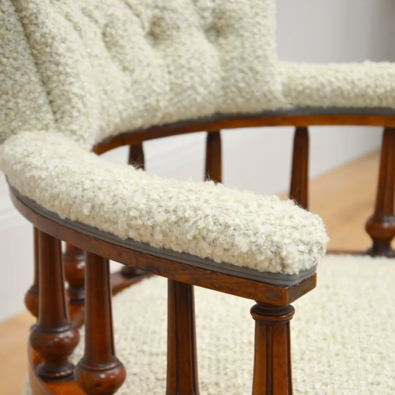 Little Antique Chair Reupholstered In a Boucle Fabric