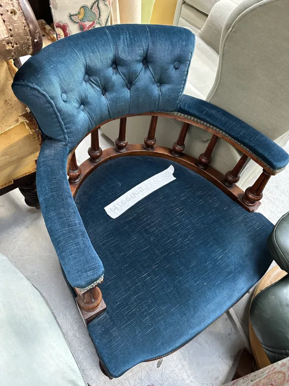 Little Antique Chair Reupholstered In a Boucle Fabric