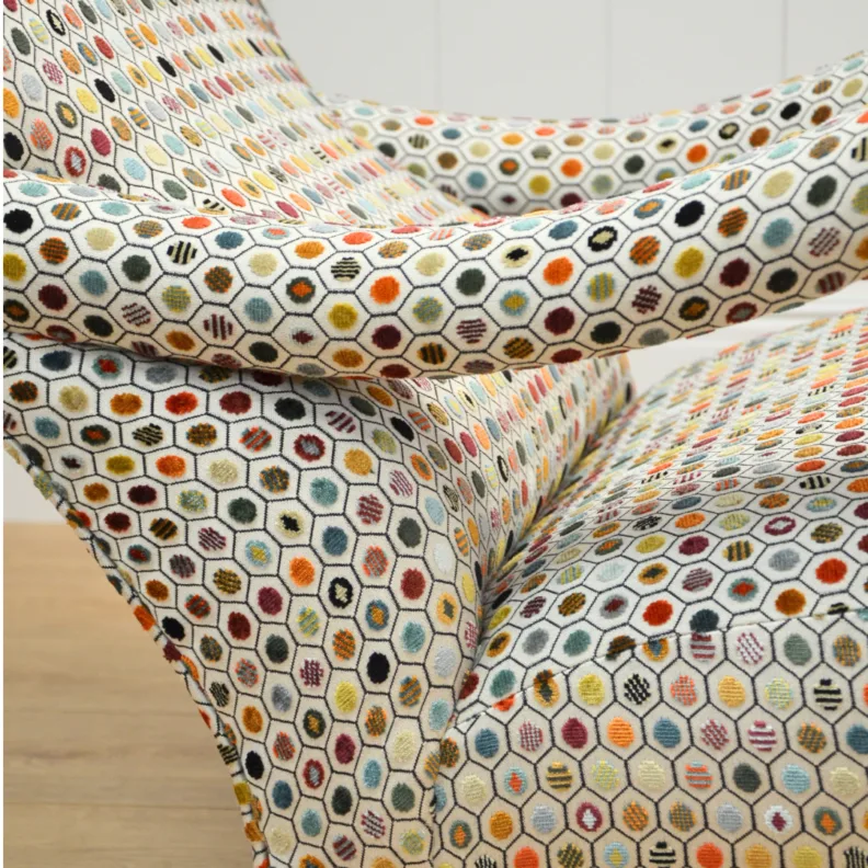 Laidback Armchair Reupholstered In a Patterned Cut Velvet Fabric