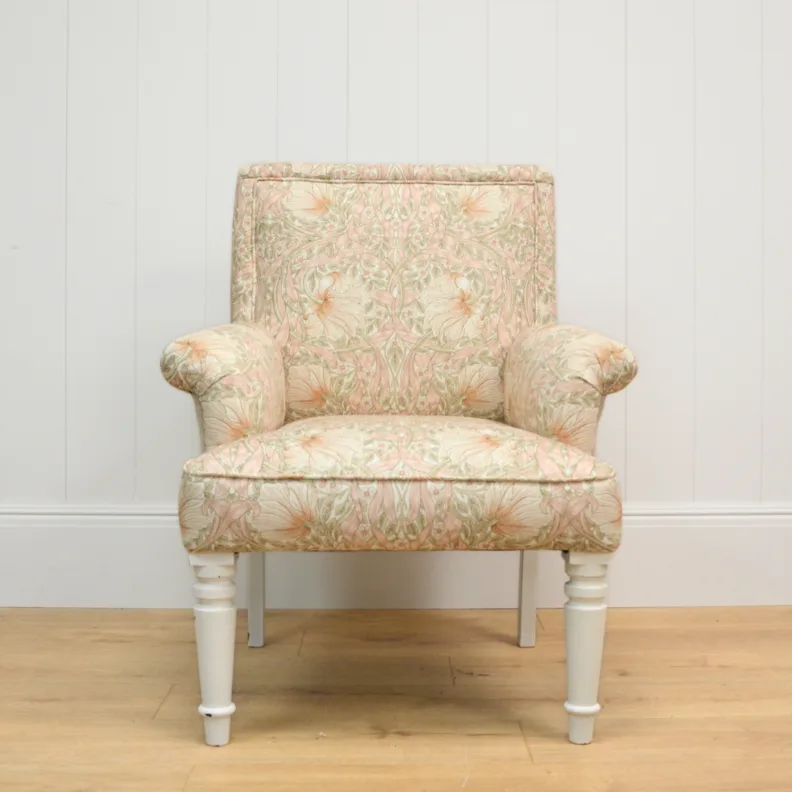 Reupholstered Armchair in William Morris Fabric