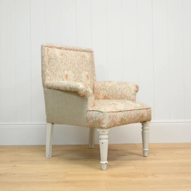 Reupholstered Armchair in William Morris Fabric