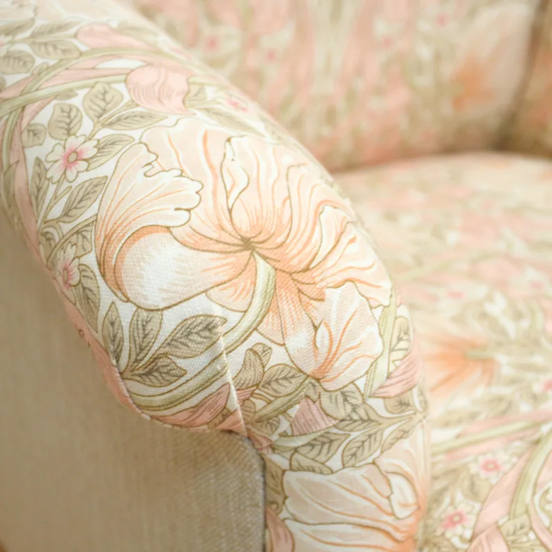 Reupholstered Armchair in William Morris Fabric