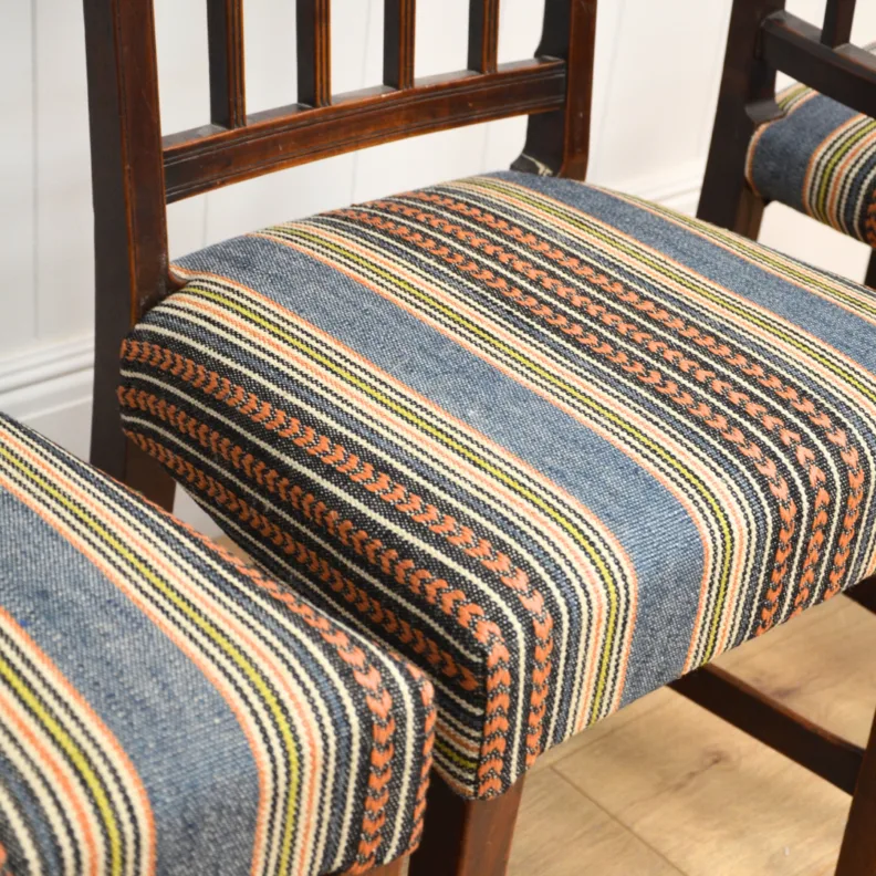 Reupholstered Dining Chairs in a Mulberry Stripe