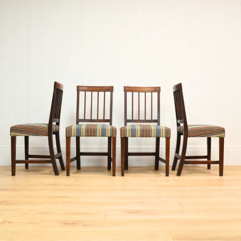Reupholstered Dining Chairs in a Mulberry Stripe