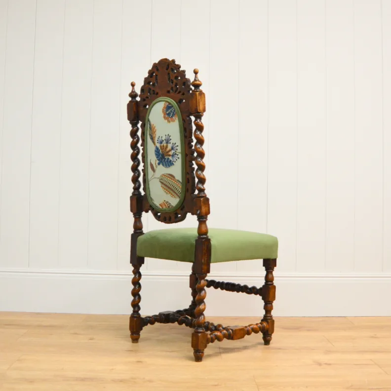 Antique Dining Chair With Contrasting Fabric