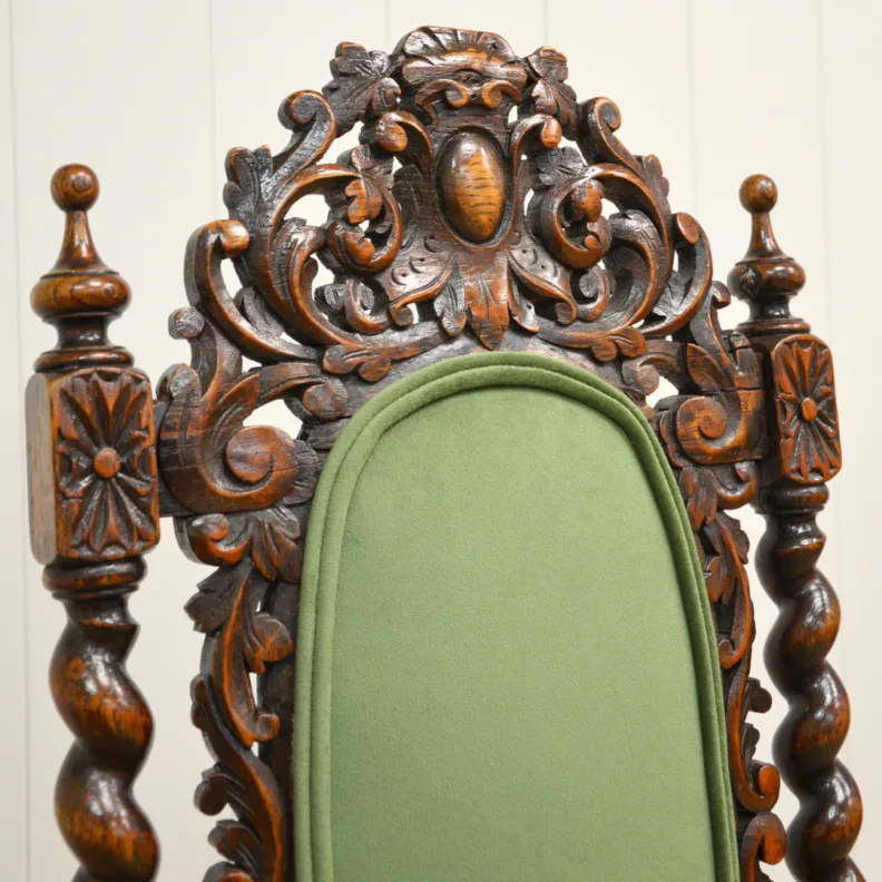 Antique Dining Chair With Contrasting Fabric