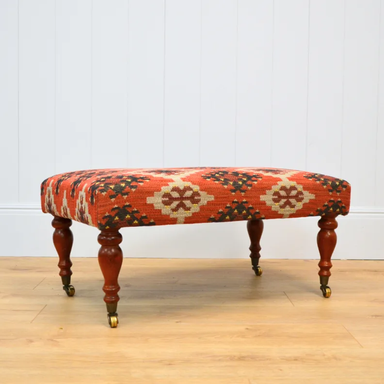 Reupholstered Ottoman in an Andrew Martin Woven Fabric