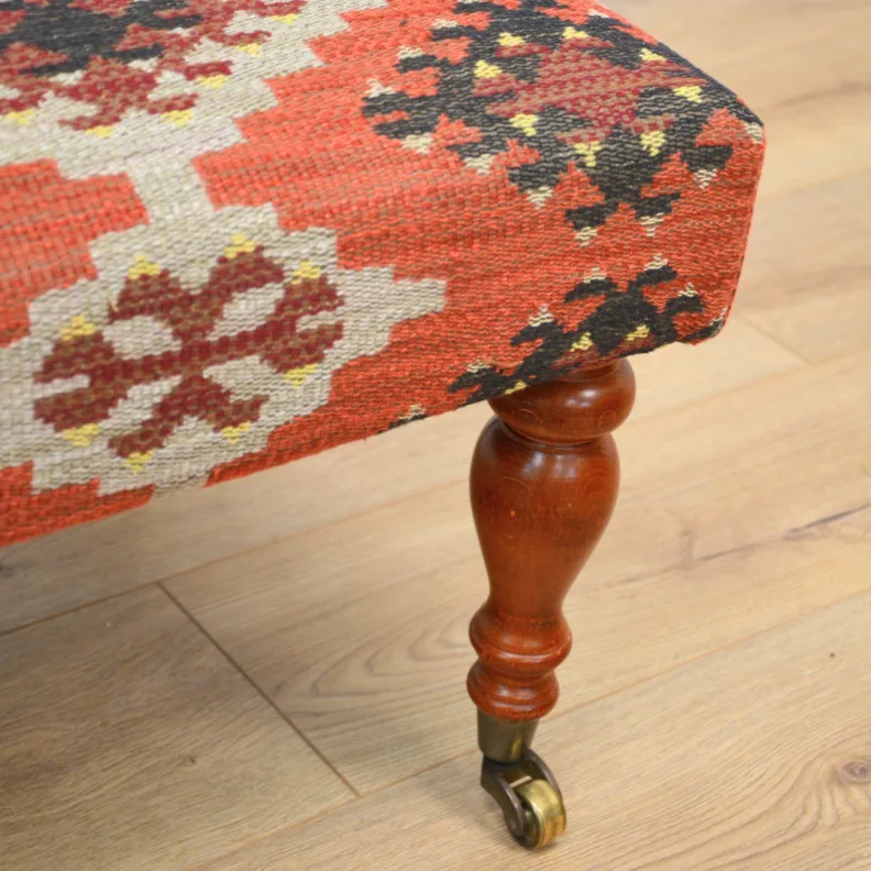 Reupholstered Ottoman in an Andrew Martin Woven Fabric