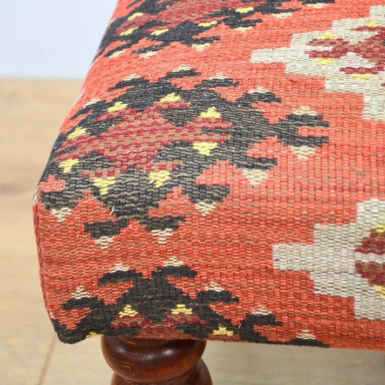 Reupholstered Ottoman in an Andrew Martin Woven Fabric