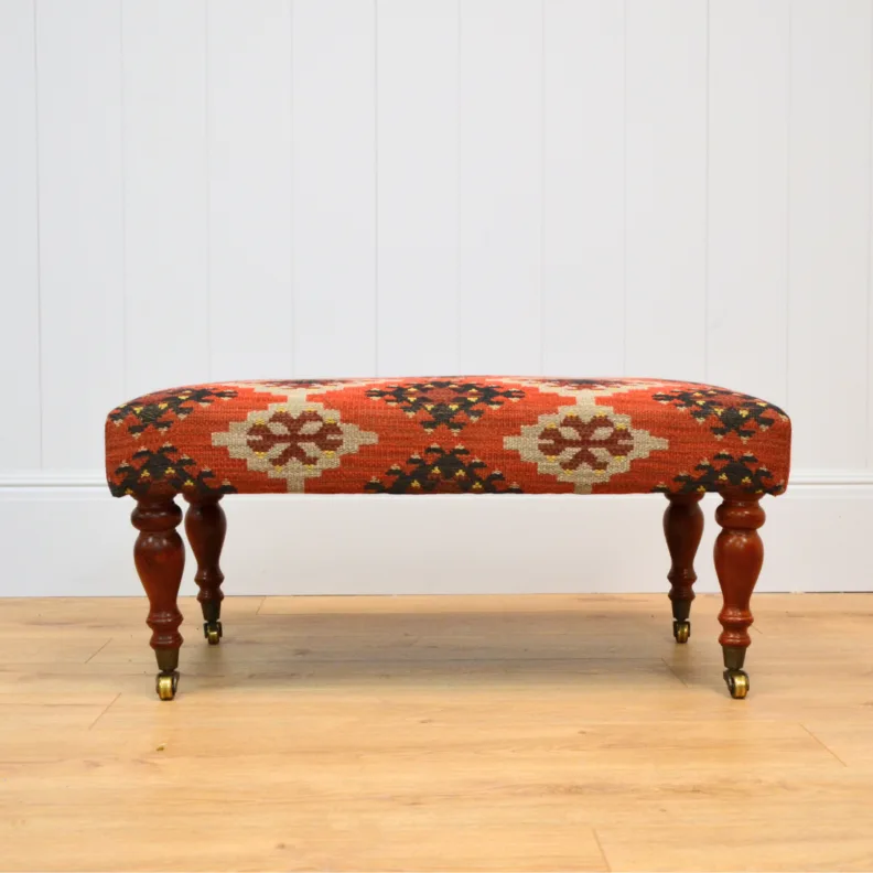 Reupholstered Ottoman in an Andrew Martin Woven Fabric