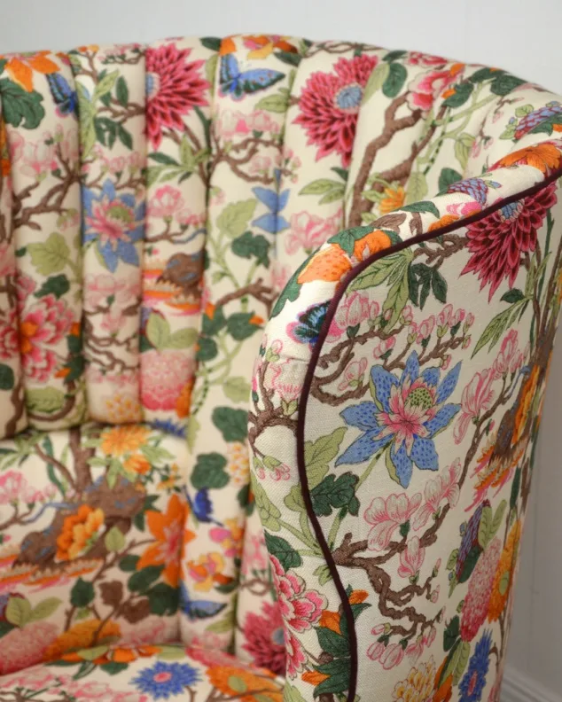 Fluted Arm Chair Reupholstered in 'Magnolia' by GP&J Baker