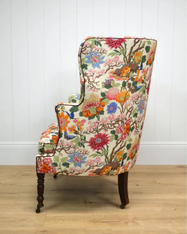 Fluted Arm Chair Reupholstered in 'Magnolia' by GP&J Baker