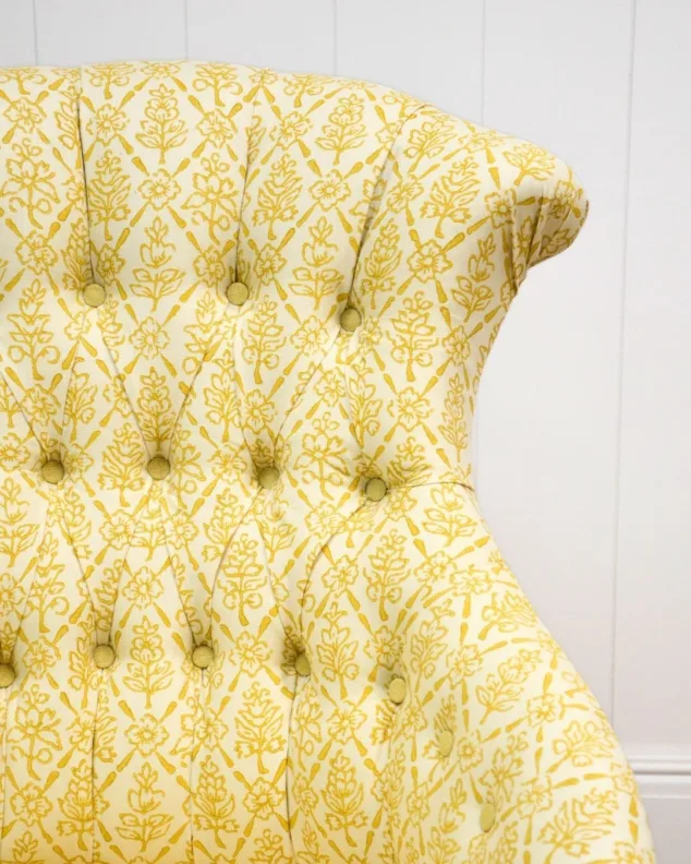 Twin Button Back Chairs in a Joyful Yellow Fabric