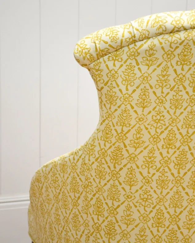Twin Button Back Chairs in a Joyful Yellow Fabric