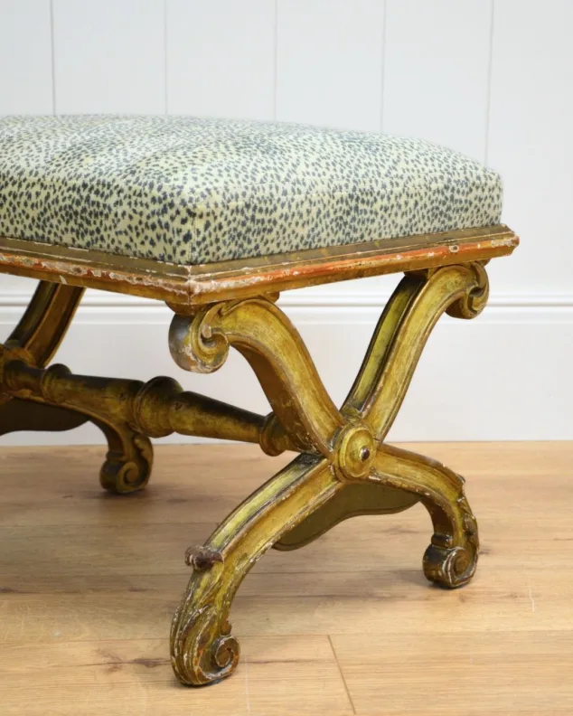 Antique Footstool in a Colefax & Fowler Fabric