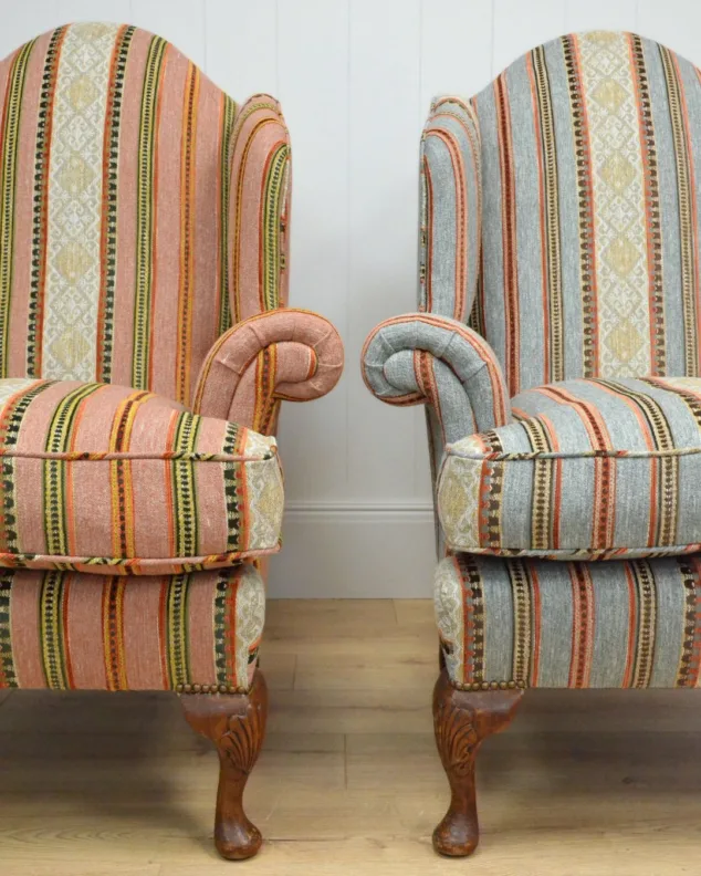 Pair of Wing Chairs Recovered in a Colefax & Fowler Fabric