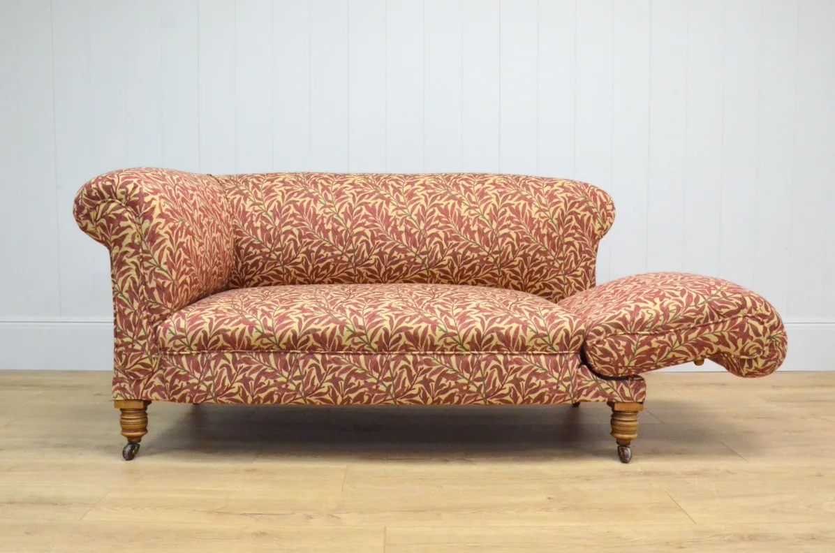 Antique Drop-Arm Sofa, Recovered in a William Morris Fabric
