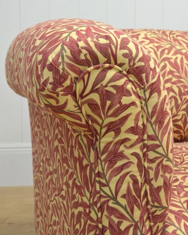 Antique Drop-Arm Sofa, Recovered in a William Morris Fabric