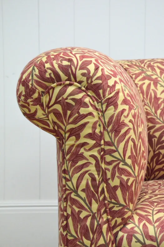 Antique Drop-Arm Sofa, Recovered in a William Morris Fabric