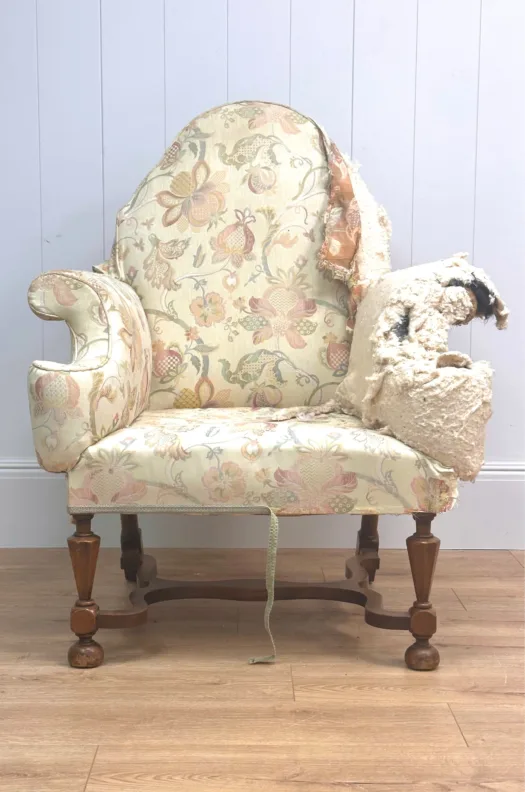 Antique Armchair Re-Covered for Trinity College Oxford